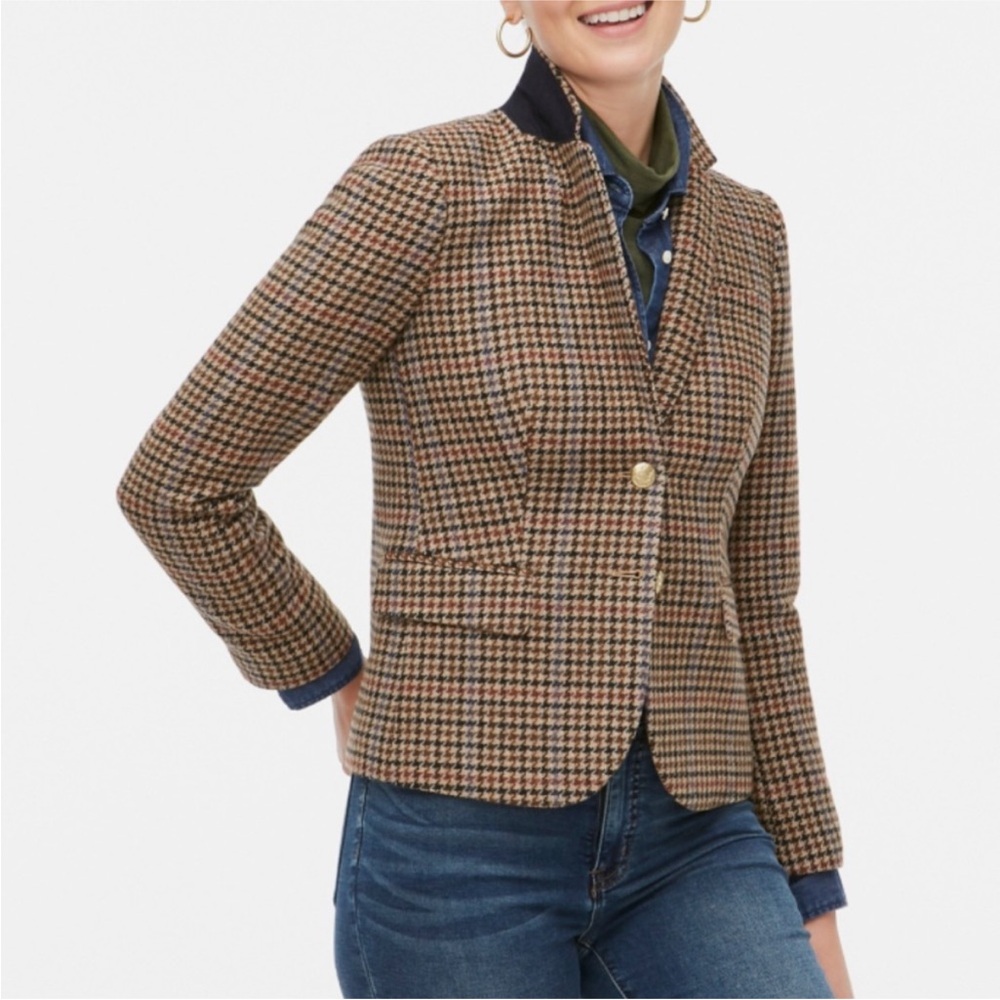 J.Crew Wool Blend Houndstooth Schoolboy Academia Blazer Size 4P